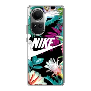 Силіконовый Чохол на Oppo Reno 10 Pro з картинкою НАЙК (Квітковий Nike)