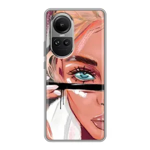 Силиконовый Чехол на Oppo Reno 10 Pro с картинкой Стильных Девушек (Девушка и ресницы)