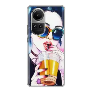 Чехол с картинкой Модные Девчонки Oppo Reno 10 Pro (Девушка с коктейлем)