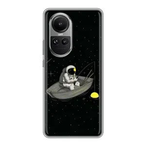 Силіконовый Чохол з принтом "Космонавти" на Oppo Reno 10 Pro (Космонавт на рибалці)