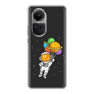 Силіконовый Чохол з принтом "Космонавти" на Oppo Reno 10 Pro (Космонавт з кульками)