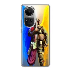 Чехол с картинкой (Патриотический КОЗАК) на Oppo Reno 10 Pro (Козак с крыльями)