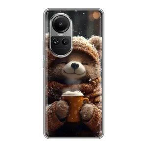 Друкований чохол 'Звірята з кавою' для Oppo Reno 10 Pro (Ведмедик з кавою)