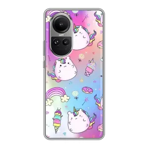 Чехол Unicorn на Oppo Reno 10 Pro (Радуга и Единорог)