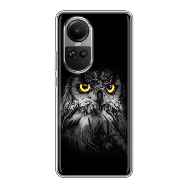 Чехол с рисунком «Сова на чёрном» для OPPO Reno 10 Pro Чехол с рисунком «Сова на чёрном» для OPPO Reno 10 Pro