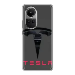 Силіконовий бампер з картинкою машини на Oppo Reno 10 Pro (Logo TESLA)