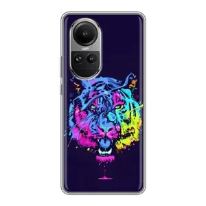 Силіконовий бампер з картинкою звірів для Oppo Reno 10 Pro (Тигр-Арт)