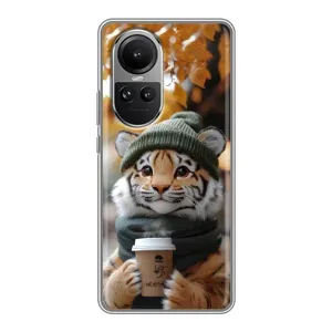 Друкований чохол 'Звірята з кавою' для Oppo Reno 10 Pro (Тигр з кавою)