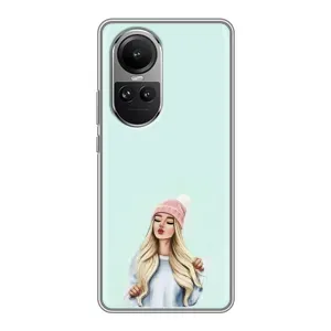 Силиконовый Чехол на Oppo Reno 10 Pro с картинкой Стильных Девушек (В шапке)