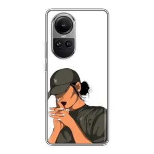 Силиконовый Чехол на Oppo Reno 10 Pro с картинкой Стильных Девушек (В зеленом)