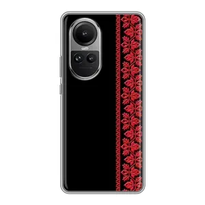 Силиконовый Чехол на Oppo Reno 10 Pro с картинкой Вышиванки (Вышиванка на черном)