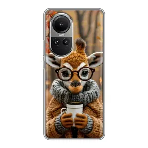 Друкований чохол 'Звірята з кавою' для Oppo Reno 10 Pro (Жираф з кавою)