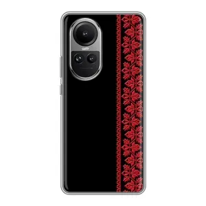 Силиконовый Чехол на Oppo Reno 10 (Красная Вышиванка)
