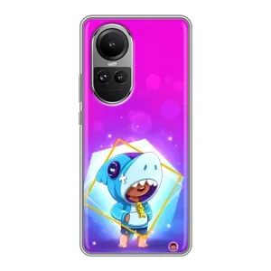 Чехол Бравл Старс для Oppo Reno 10 (Леон в костюме Акулы)