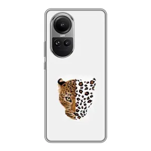 Чехол с леопардовым принтом на Oppo Reno 10 (Леопард на белом)
