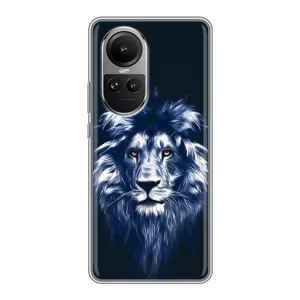 Чехол с картинкой на Oppo Reno 10 (Лев - синий)