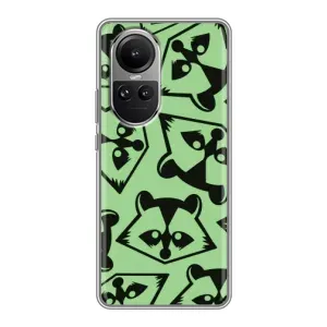 Силиконовый Чехол с Енотами на Oppo Reno 10 (Мордочки Енота)