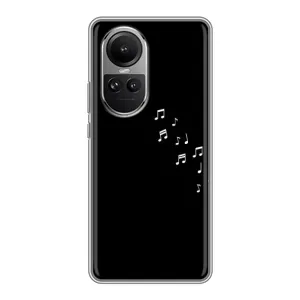 Чехол с картинками на черном фоне для Oppo Reno 10 (Ноты)