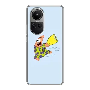 Чехлы с Патриком на Oppo Reno 10 (Патрик с подушкой)