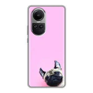 Бампер для Oppo Reno 10 с картинкой "Песики" (Собака на розовом)