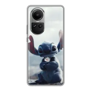 Чехол с рисунком Стич для OPPO Reno 10 (Стич с цветочком)