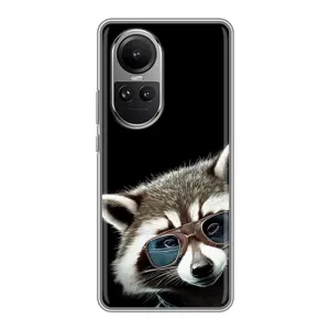 Силиконовый Чехол с Енотами на Oppo Reno 10 (Стильный Енот)