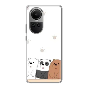 Чехлы с изображением разных животных для Oppo Reno 10 (Удивленные медвеженки)
