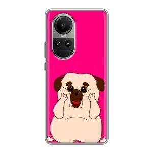 Чехол (ТПУ) Милые собачки для Oppo Reno 10 (Веселый Мопсик)