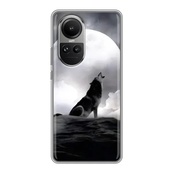 Чехол с рисунком «Волк и луна» для OPPO Reno 10