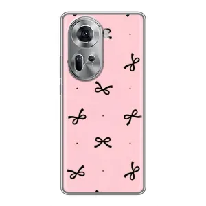 Чехол банты для Oppo Reno 11 5G (Черные бантики)