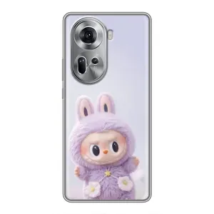 Чехол с принтом Лабубу для Oppo Reno 11 5G (Фиолетовый Лабубу)