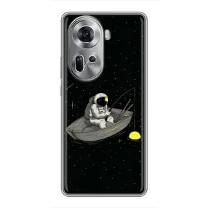 Силіконовый Чохол з принтом "Космонавти" на Oppo Reno 11 5G (Космонавт на рибалці)