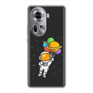 Силіконовый Чохол з принтом "Космонавти" на Oppo Reno 11 5G (Космонавт з кульками)