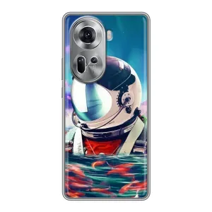 Силіконовый Чохол з принтом "Космонавти" на Oppo Reno 11 5G (Космонавт у воді)