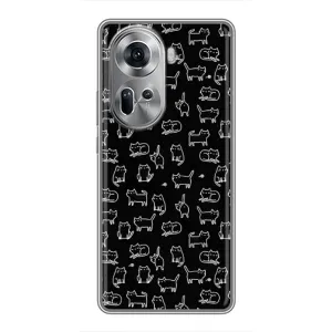 Чехол на тематику: Коты для OPPO Reno 11 5G (Котики на черном)