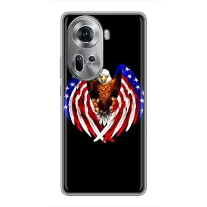Чехол Флаг USA для Oppo Reno 11 5G (Крылья США)