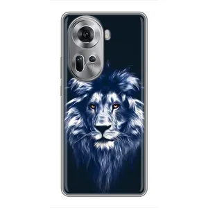 Чехол с картинкой на Oppo Reno 11 5G (Лев - синий)