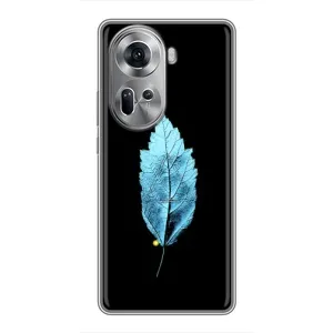 Чехол с картинками на черном фоне для Oppo Reno 11 5G (Листочек)