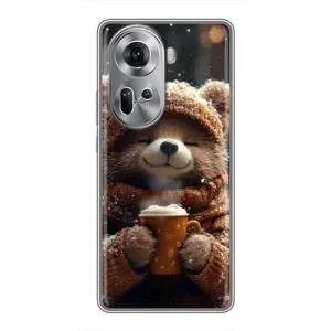 Печатный чехол «Зверята с кофе» для Oppo Reno 11 5G (Медвежонок с кофе)
