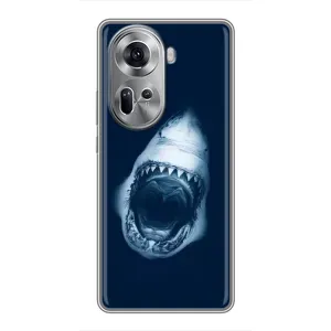 Силиконовый бампер с картинкой животных для Oppo Reno 11 5G (Пасть Акулы)