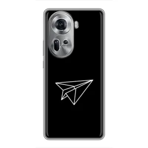 Чехол с картинками на черном фоне для Oppo Reno 11 5G (Самолетик)