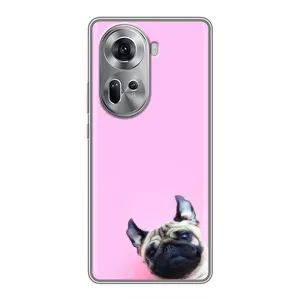 Бампер для Oppo Reno 11 5G с картинкой "Песики" (Собака на розовом)