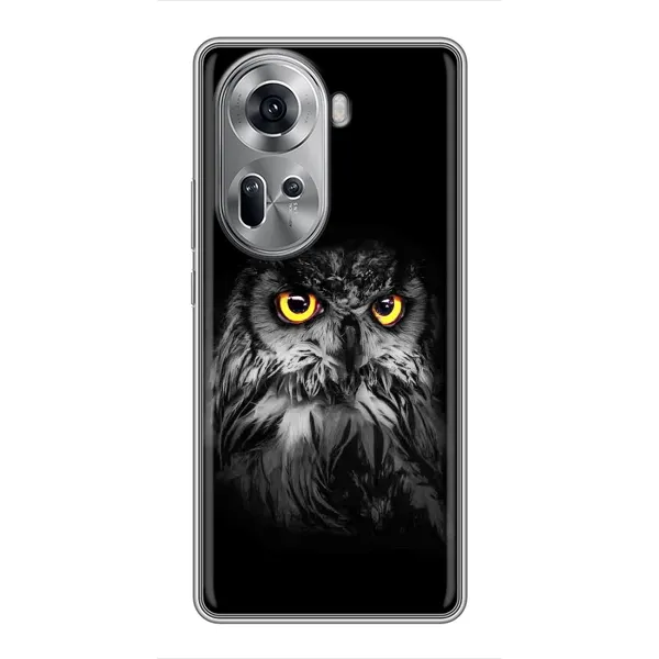 Чехол с рисунком «Сова на чёрном» для OPPO Reno 11 5G Чехол с рисунком «Сова на чёрном» для OPPO Reno 11 5G