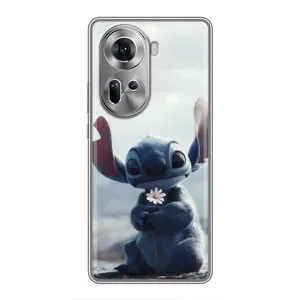 Чехол с рисунком Стич для OPPO Reno 11 5G (Стич с цветочком)