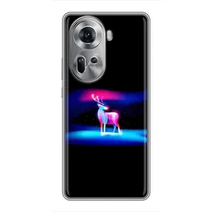 Силиконовый бампер с картинкой животных для Oppo Reno 11 5G (Яркий олень)