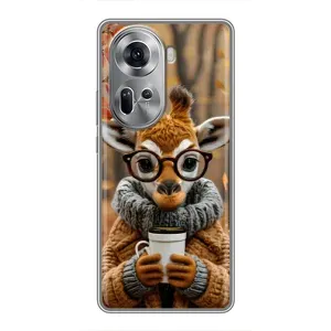Печатный чехол «Зверята с кофе» для Oppo Reno 11 5G (Жираф с кофе)