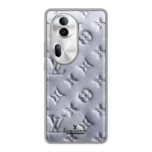 Текстурный Чехол Louis Vuitton для Оппо Рено 11 Про (5G) (Белый ЛВ)