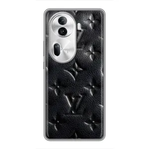Текстурный Чехол Louis Vuitton для Оппо Рено 11 Про (5G) (Черный ЛВ)