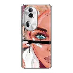 Силиконовый Чехол на Oppo Reno 11 Pro 5G с картинкой Стильных Девушек (Девушка и ресницы)