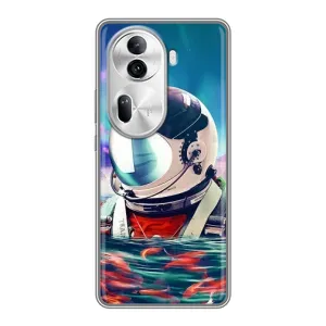 Силіконовый Чохол з принтом "Космонавти" на Oppo Reno 11 Pro 5G (Космонавт у воді)